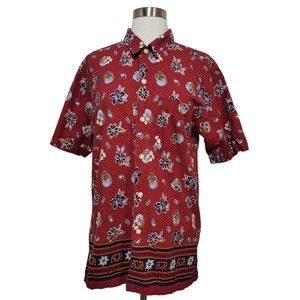 Utility Boys Red Floral Hawaiian Short Sleeve Shirt Size XL 14-16
